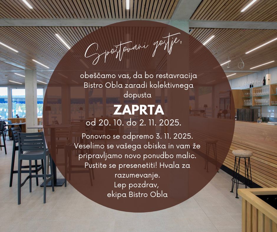 Obvestilo o zaprtju Bistro Obla